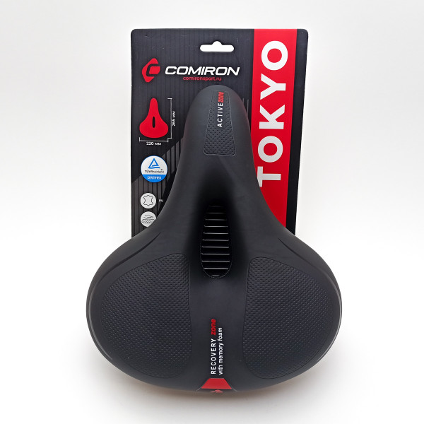Седло COMIRON Tokyo C012, 220x265 мм, комфорт, чёрный